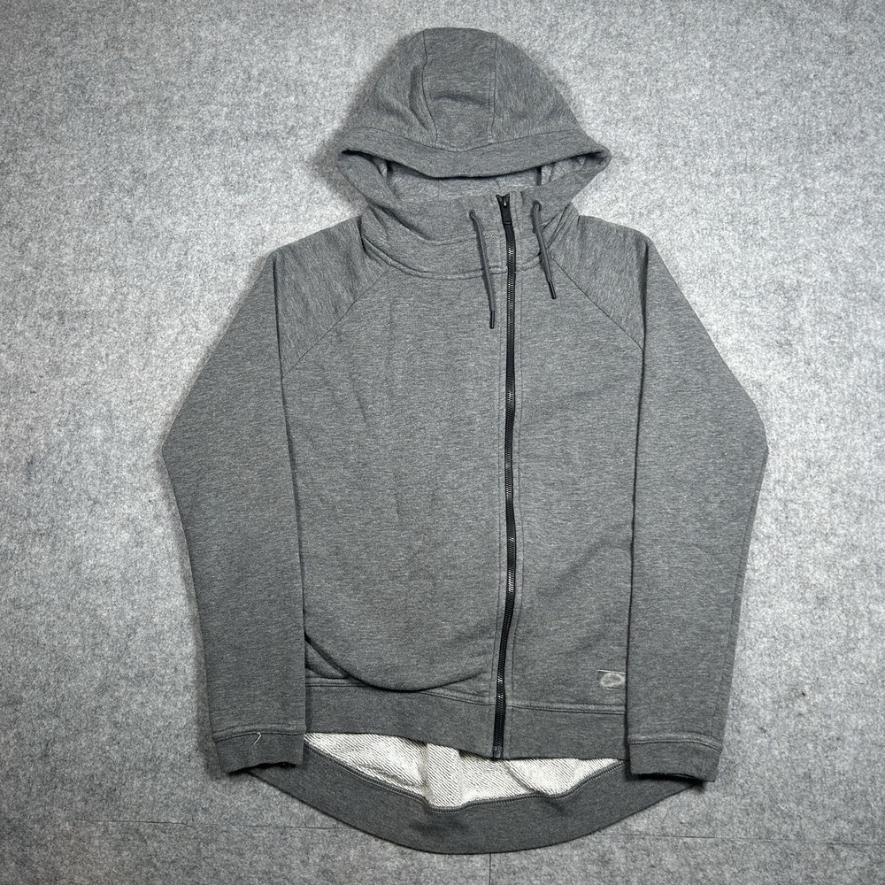 Nike Tech Pullover Hoodie Women's Size Medium Grey Asymmetrical Full Zip Sweater
